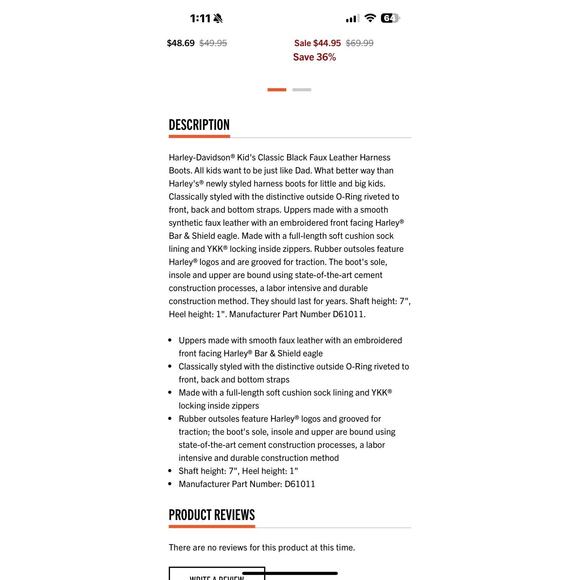 Harley Davidson Boots Zip Up Faux Leather. NICE SZ 7 (big Kid) - Picture 7 of 7